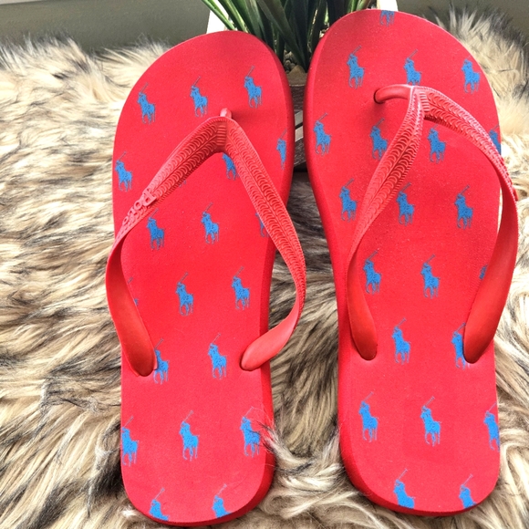Polo flip flops sz 7-8 Red - Picture 1 of 3